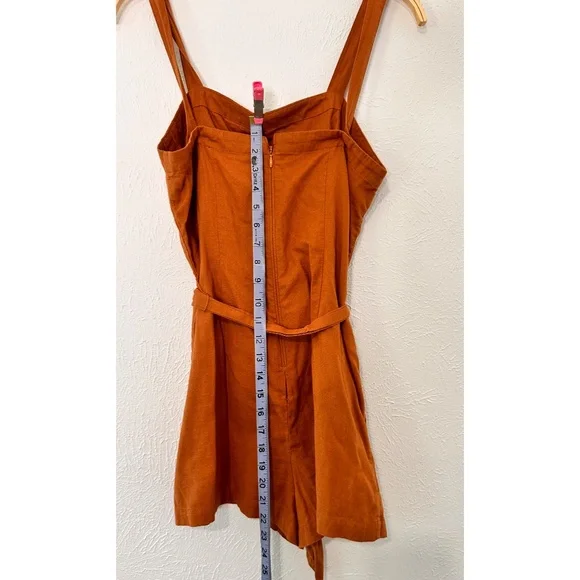 Abercrombie & Fitch Reddish Brown Adjustable Strap Belted Romper, w/ Pockets, M - Picture 9 of 14